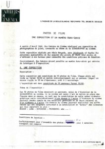 VAF 1980 Programme Cahiers Cinema exposition Photo Films Masi