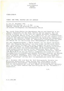 VAF 1980 Programme Kunsthaus Zurich Video Zyklus Masi