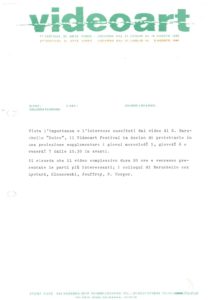 VAF 1981 Communique Presse Projection supplementaire Dolce Baruchello Masi