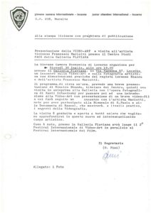 VAF 1981 Communique Presse rencontre Giovane Camera Economica Bianda Mariotti Masi