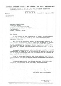 VAF 1983 19830927 Fulchignoni Bianda Nomination Unesco Masi