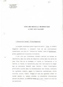 VAF 1987 Berger Rene Vers une nouvelle informatiqe PP525 1801