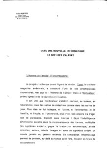 VAF 1987 Berger Rene Vers une nouvelle informatique PP525 565