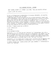 VAF 1987 Colloque vers nouvelle informatique defis valeurs abstracts Masi