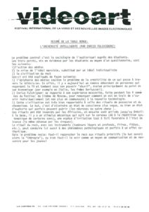 VAF 1987 Fulchignoni table ronde resume Masi