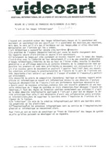VAF 1987 Holtz Bonneau Art et images informatiques Resume Masi