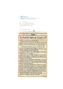 VAF 1987 Presse 19871126 Brossard Festival Video Geneve 87 Masi