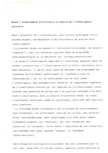 VAF 1988 Colloque intelligence artificielle naturelle Masi