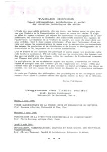 VAF 1988 Programme Tables Rondes Masi