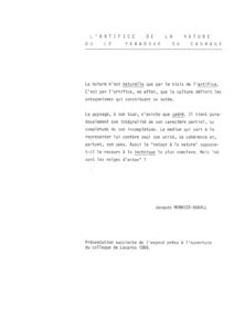 VAF 1989 Monnier Raball Artifice Nature Paradoxe Cadrage Masi