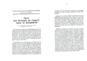 VAF 1990 Grinevald Ecologie Esprit Biosphere Masi