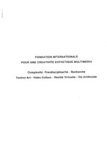 VAF 1993 Fondation internationale Creativite Esthetique multimedia