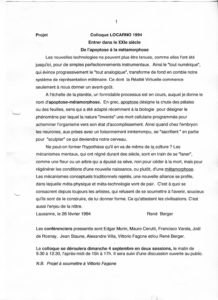 VAF 1994 Berger Colloque 94 projet apoptose metamorphose PP525 1813