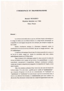 VAF 1995 Nicolescu cyberespace transhumanisme 19950715 Masi