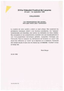 VAF 1996 Colloque quel avenir universite intro 19960404 Masi