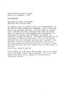 VAF 1996 Colloques Metamorphoses Savoir Berger 19960404 Masi