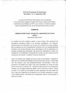 VAF 1998 Ecole europeenne Systemique programme OEUF PP525 1813