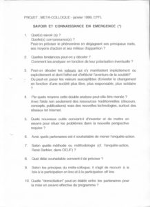 VAF 1998 Metacolloque savoir connaissance Emergence Projet 199901 PP525 1813