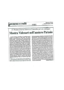 VAF 1998 Presse 19981005 Mostra Videoart austero Parasio Masi