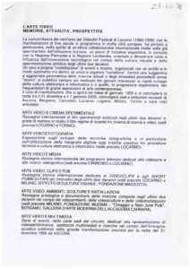 VAF 1999 Fagone Arte Video Memorie attualita prospettive Masi